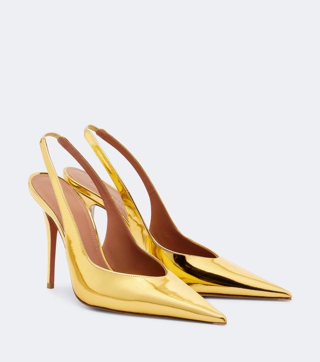 Anok metallic leather slingback pumps