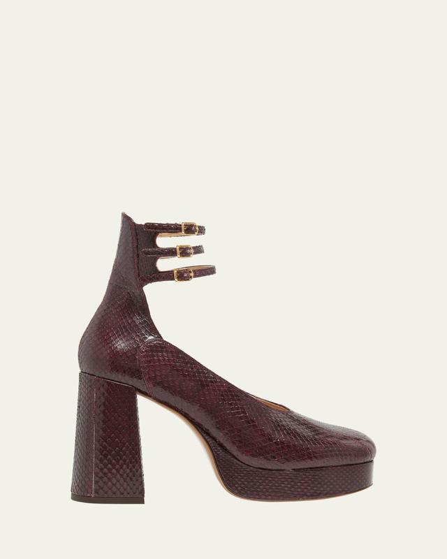 Chloe Loti Snake Platform Block-Heel Pumps