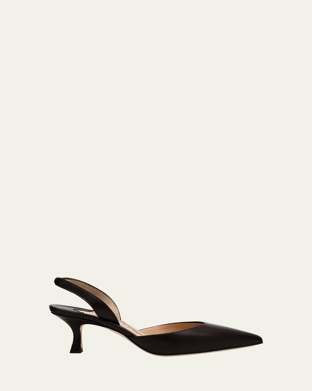 Carolyne Leather Low-Heel Slingback Pump