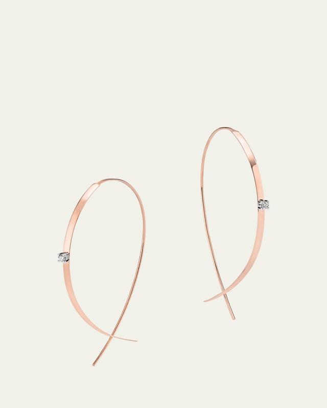 14K Gold Small Flat Diamond Hoop Earrings