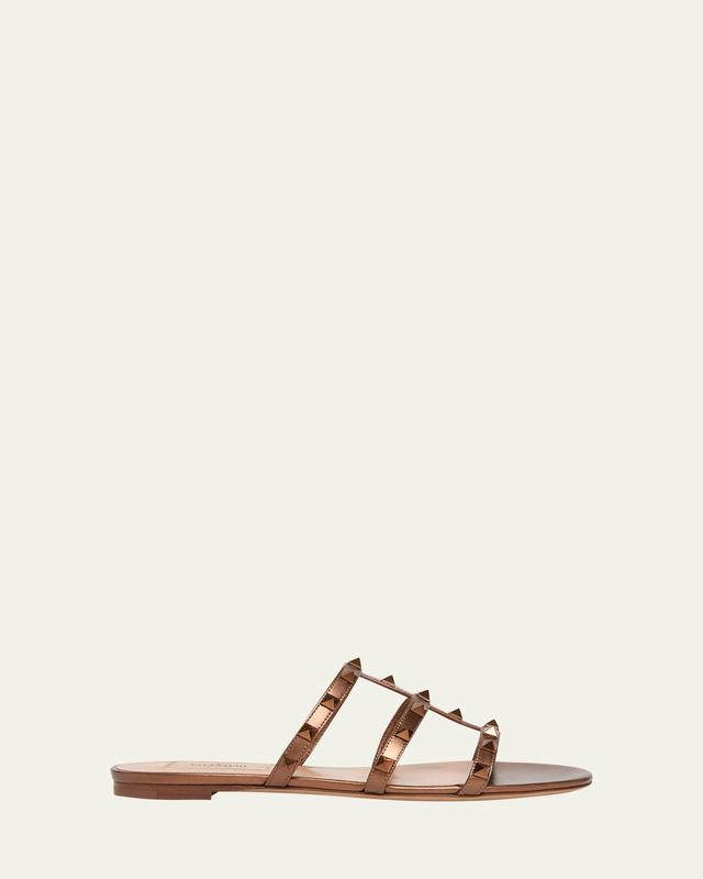 Rockstud Metallic City Flat Slide Sandals