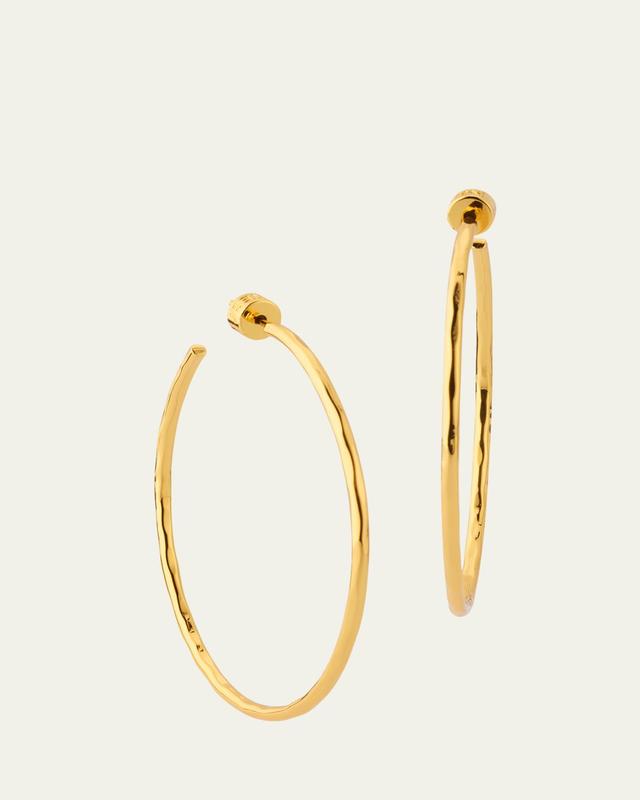 Thin Hammered 22k Gold-Plated Hoop Earrings
