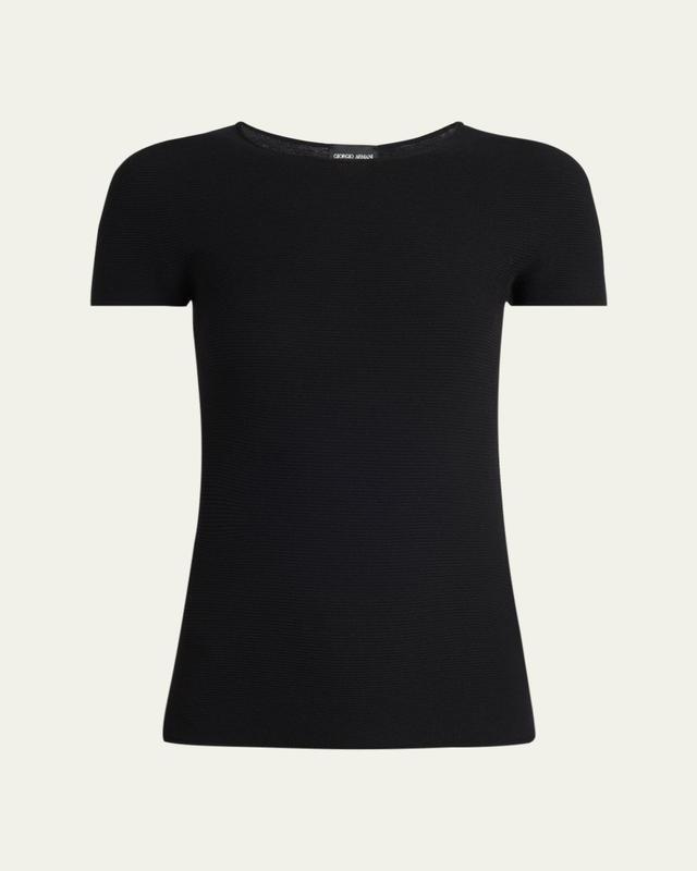 Scoop-Neck Short-Sleeve Tee, Black