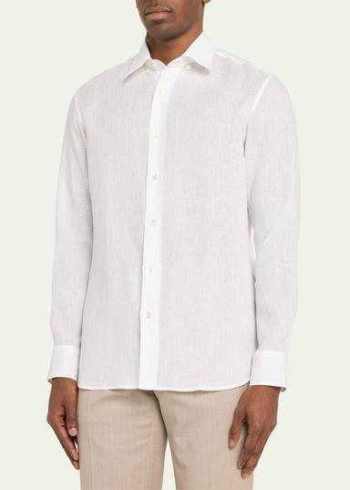 Brioni Men's Solid Linen Sport Shirt | Thumbnail 4