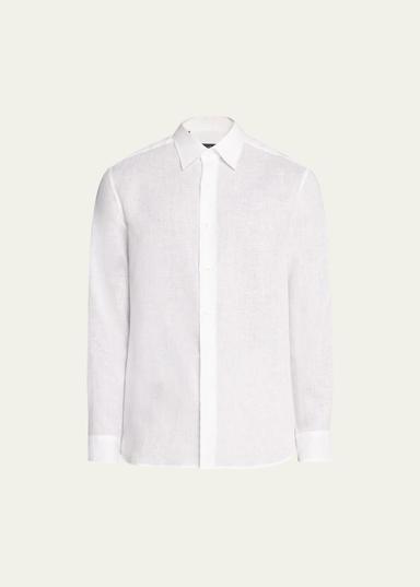 Brioni Men's Solid Linen Sport Shirt | Thumbnail 1
