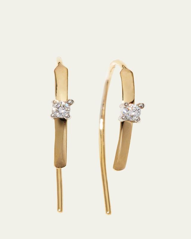 Lana 14K Gold Mini Flat Hooked on Hoop Earrings with Diamonds, 15mm