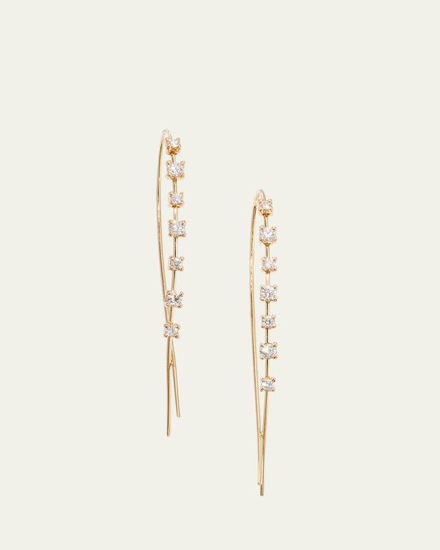 Lana 14K Gold Solo Mini Narrow Upside Down Hoop Earrings with Diamonds, 41mm