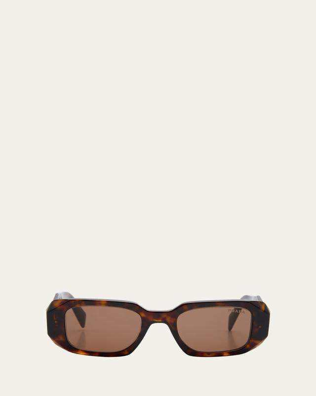 Men's Rectangle Acetate Logo Sunglasses