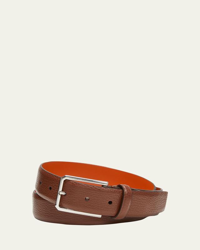Santoni Men's Grained Leather Belt