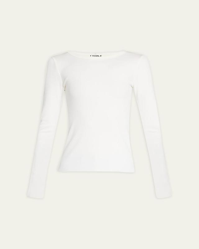 Long-Sleeve Fitted Crewneck Top