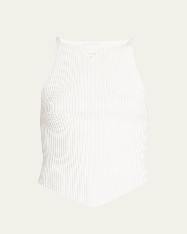 Rib-Knit Tank Top with Pointed Hem
