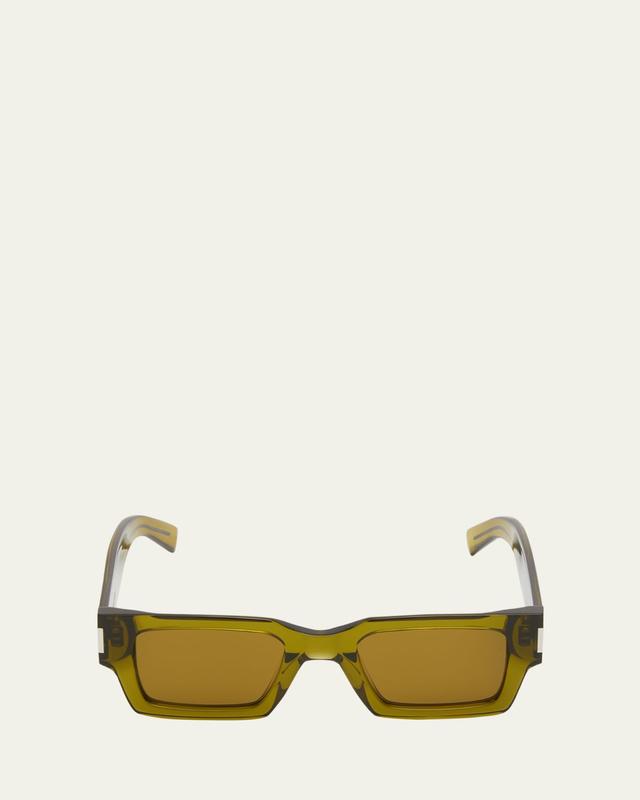 Men's Rectangle Acetate Sunglasses with Logo