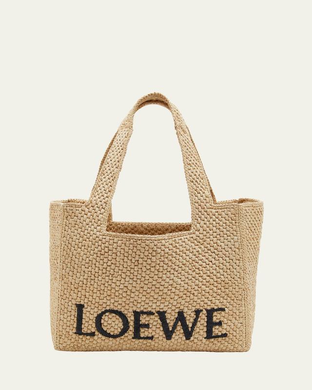 x Paula's Ibiza Font Logo Medium Tote Bag in Raffia