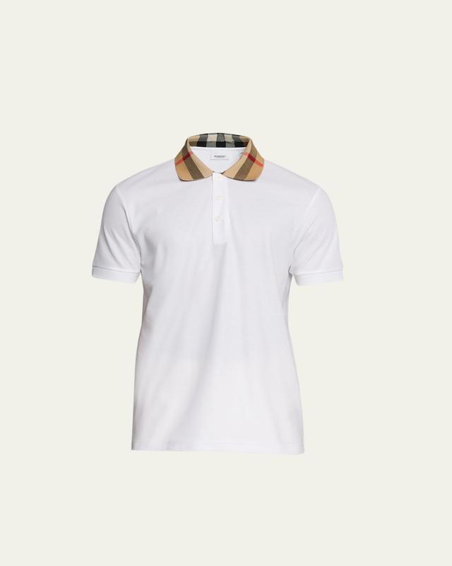 Men's Pique Polo Shirt with Check Collar