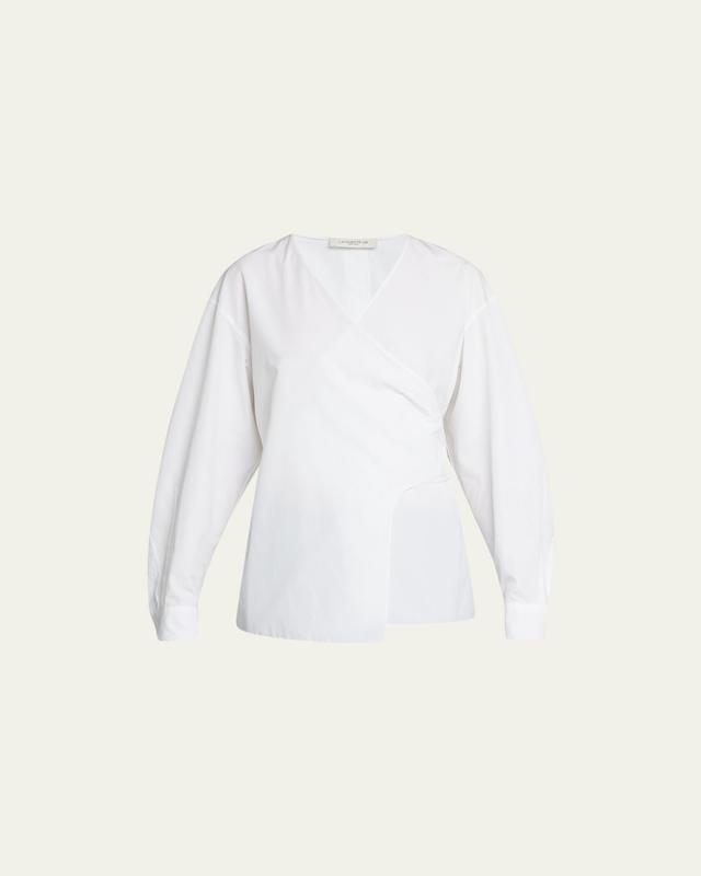 Lafayette 148 New York Stretch Cotton Wrap Blouse