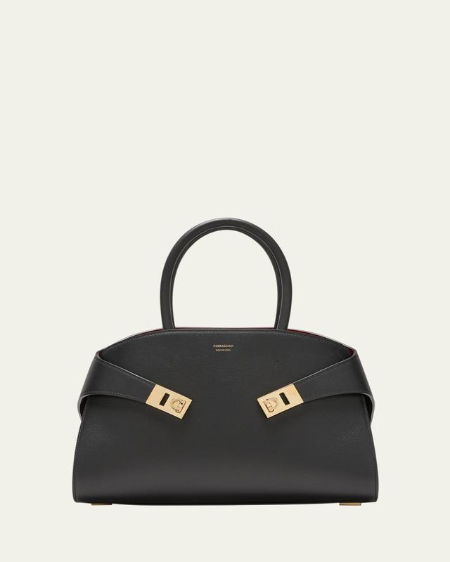 Small Hug Leather Top-Handle Bag