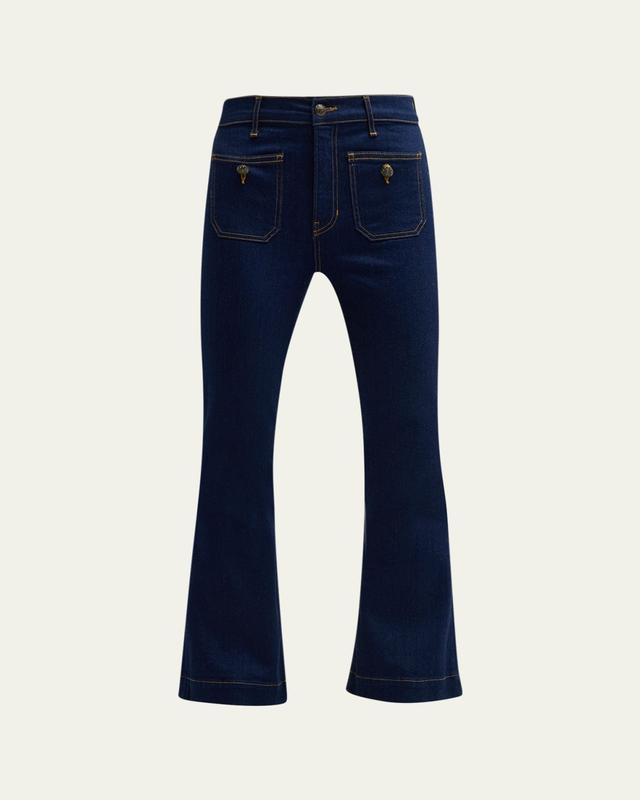 Veronica Beard Carson High Rise Ankle Flare Jeans with Patch Pockets