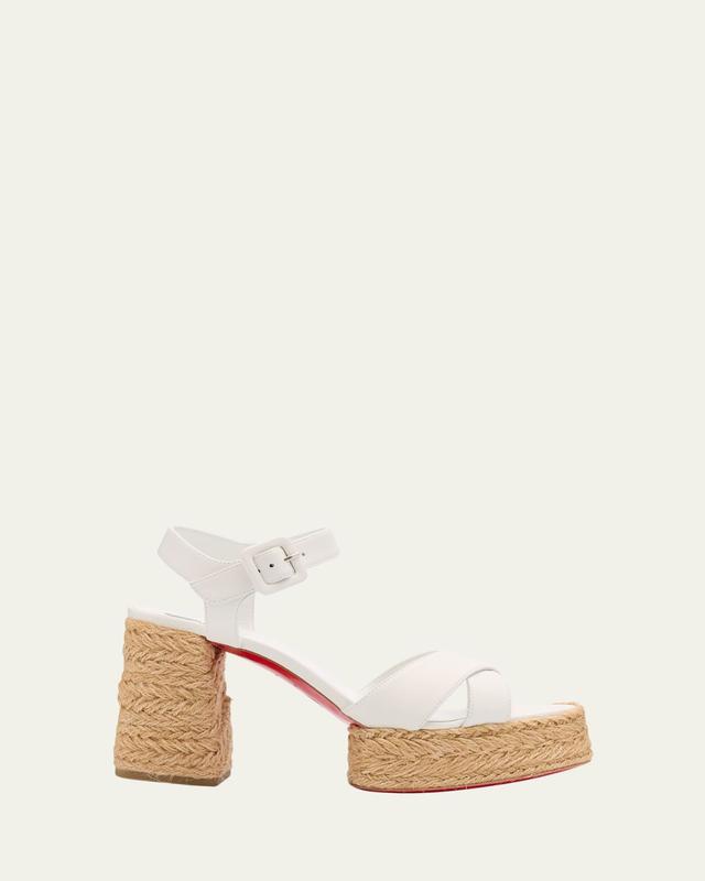 70mm Calakala Leather Crisscross Espadrille Sandals