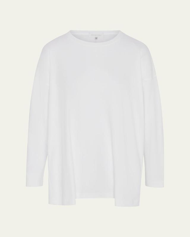 Side Panelled Round Neck Long Sleeve T-Shirt (Mid Plus Length)