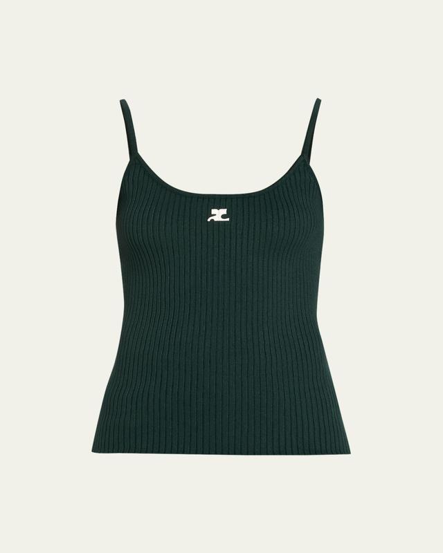 Courreges Logo Ribbed Knit Tank Top