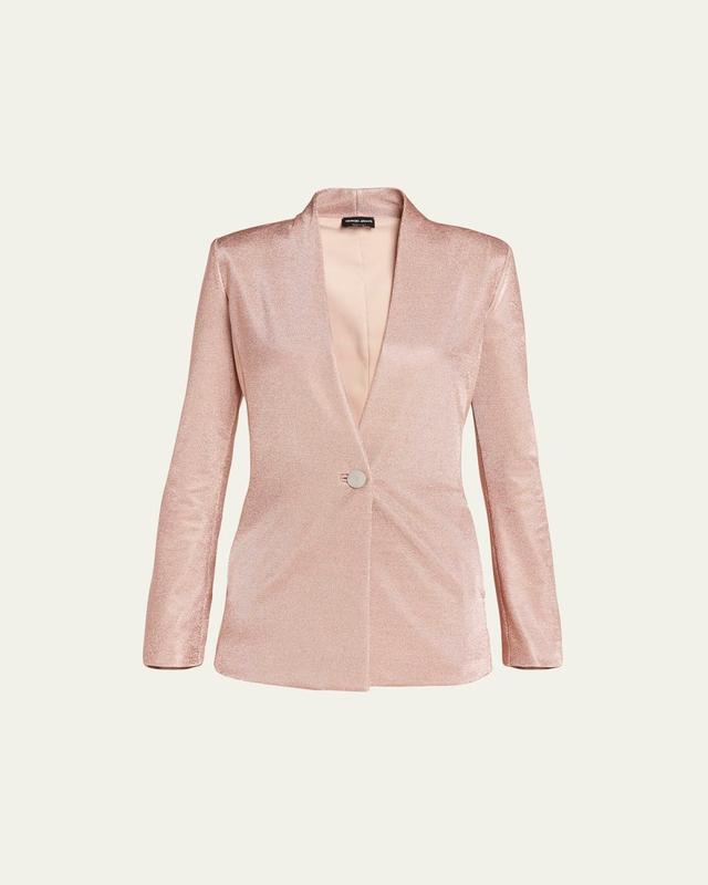 Metallic Bonded Jersey One-Button Blazer