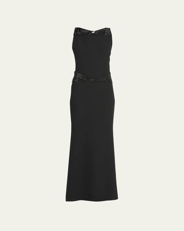 Crystal Back Cutout Trumpet Silk Gown