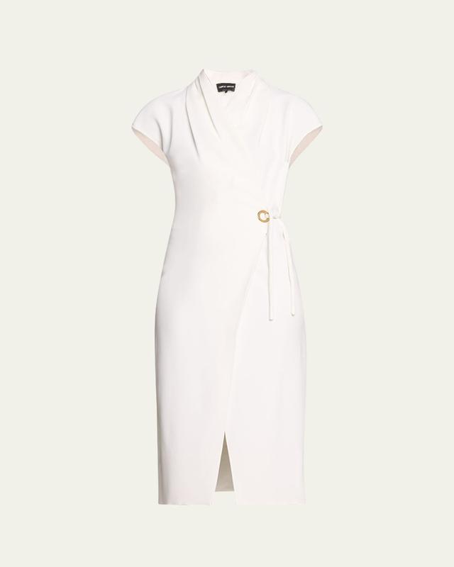 Giorgio Armani Silk Wrap Midi Dress with Tie Detail