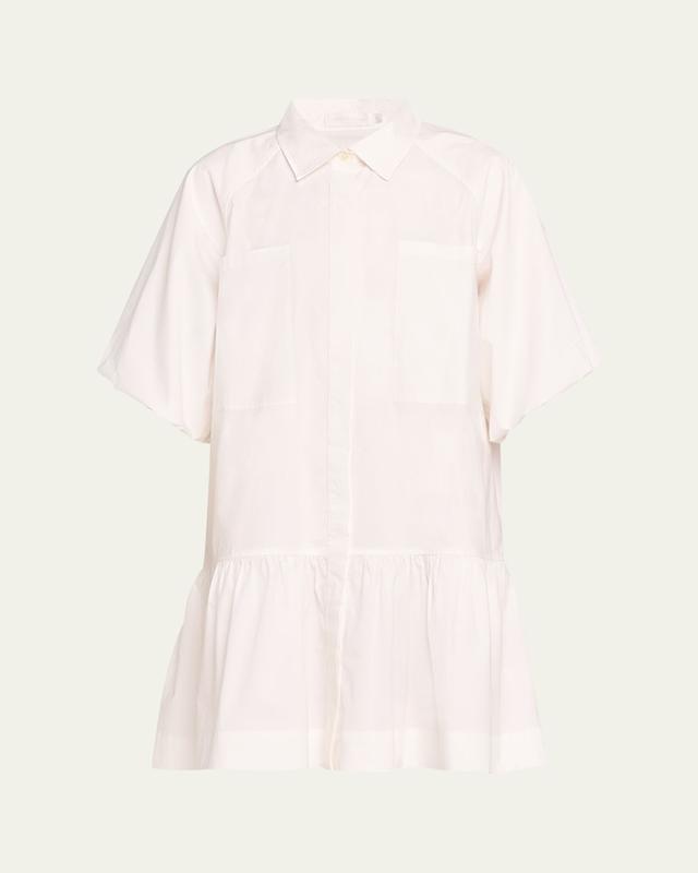 Crissy Puff-Sleeve Cotton Poplin Mini Shirtdress