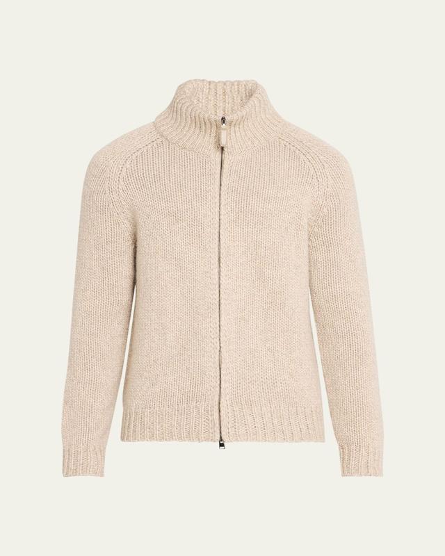Men's Cashmere Mouline Zip Sweater