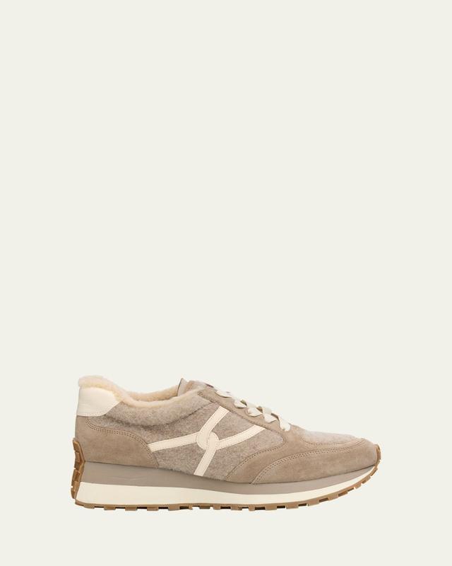 Veronica Beard Valentina Suede Shearling Retro Sneakers