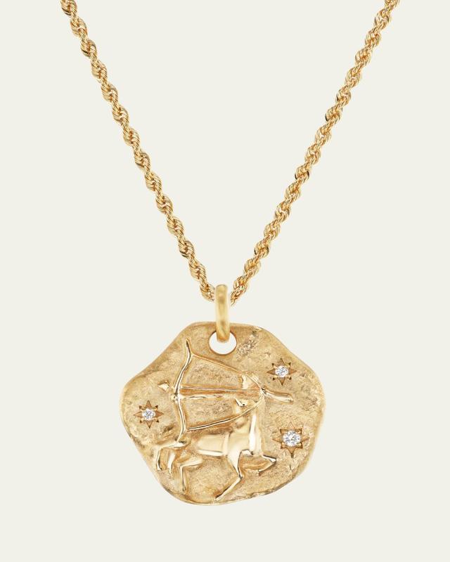 18K Yellow Gold Large Diamond Zodiac Pendant Necklace