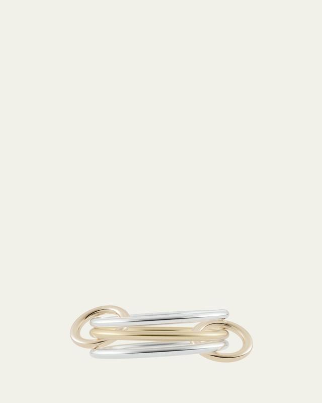 Solarium SY Three Link Ring in Sterling Silver and 18K Yellow Gold Connectors
