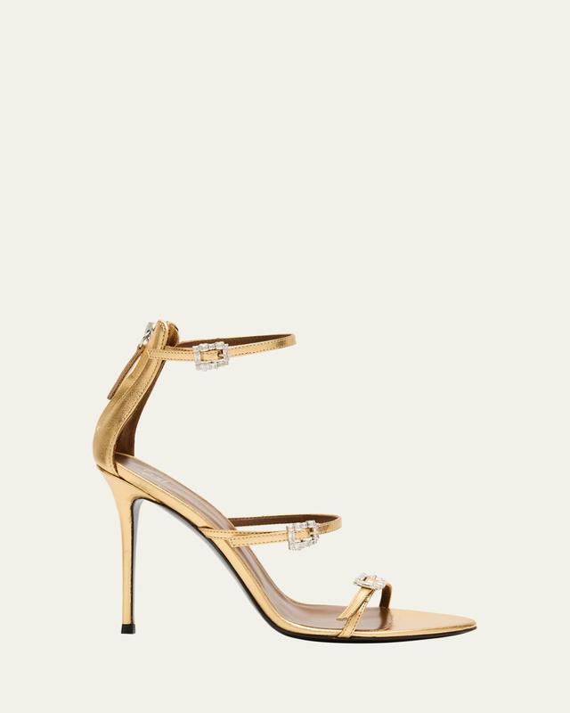 Giuseppe Zanotti Metallic Leather Ankle-Strap Sandals