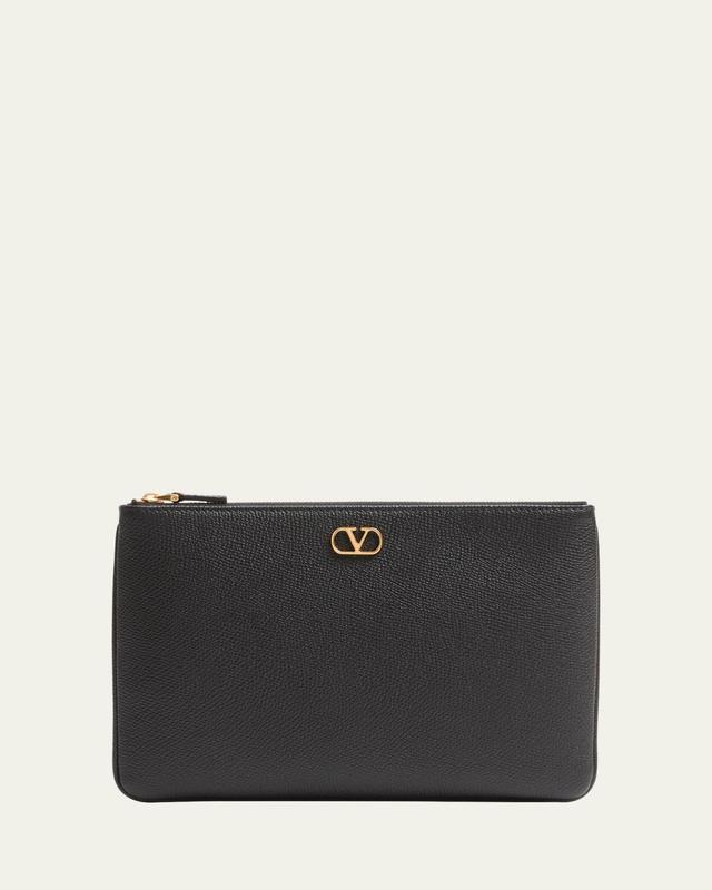 VLOGO Medium Leather Flat Pouch Bag