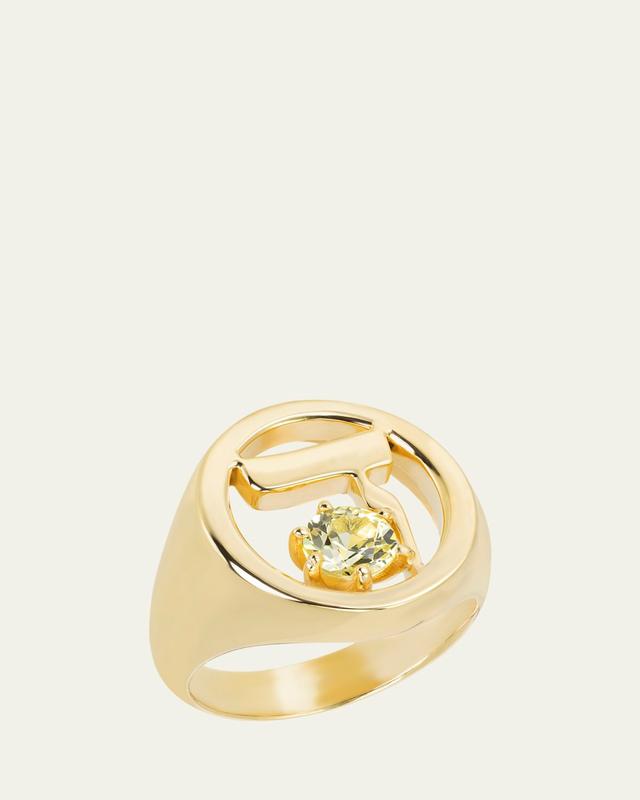 Procaccia Jewelry 18k Gold Hebrew DALET Initial Signet Ring