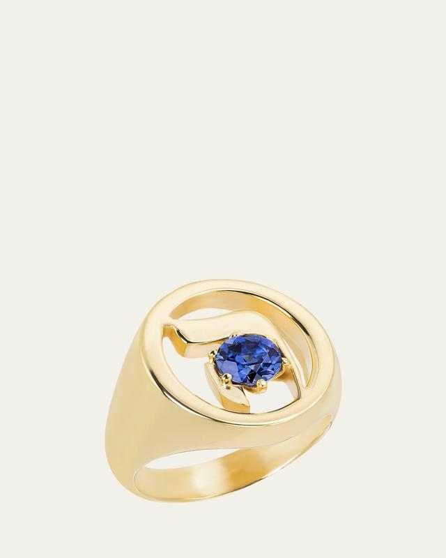 Procaccia Jewelry 18K Gold Hebrew HEI Initial Signet Ring