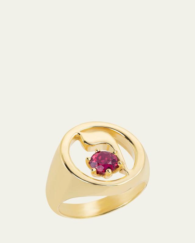 Procaccia Jewelry 18K Gold Hebrew VAV Initial Signet Ring