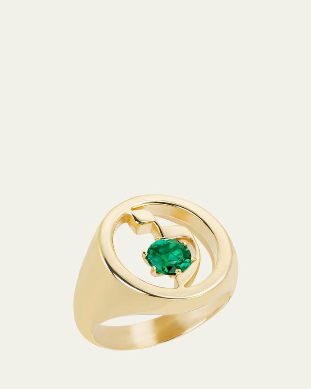 Procaccia Jewelry 18K Gold Hebrew LAMED Initial Signet Ring