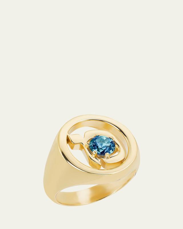 Procaccia Jewelry 18K Gold Hebrew MEM Initial Signet Ring