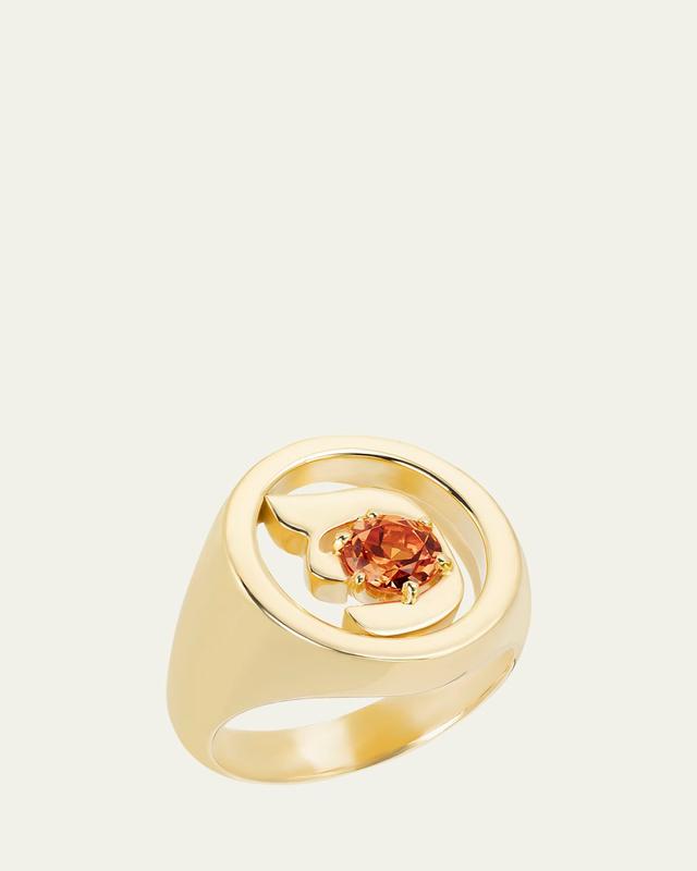 Procaccia Jewelry 18K Gold Hebrew PEH Initial Signet Ring