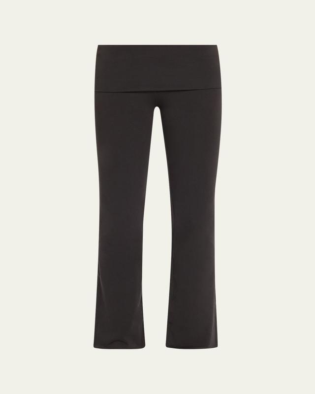 Cotton Jersey Foldover Flare-Leg Pants