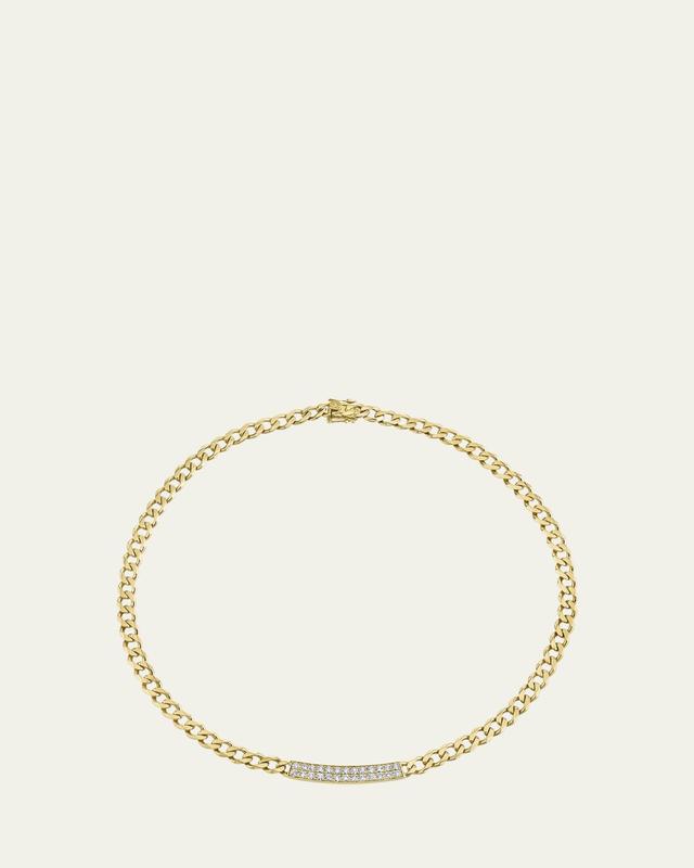 Sydney Evan 14K Yellow Gold Diamond Pave Bar Necklace