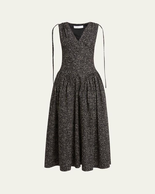 Proenza Schouler White Label Clayton Printed Poplin Drop-Waist Dress