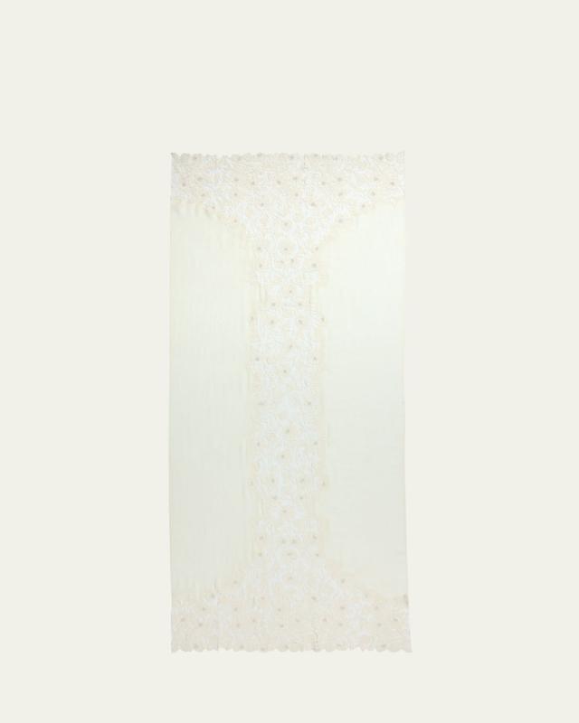 Janavi India Rose Embroidered Cashmere Scarf