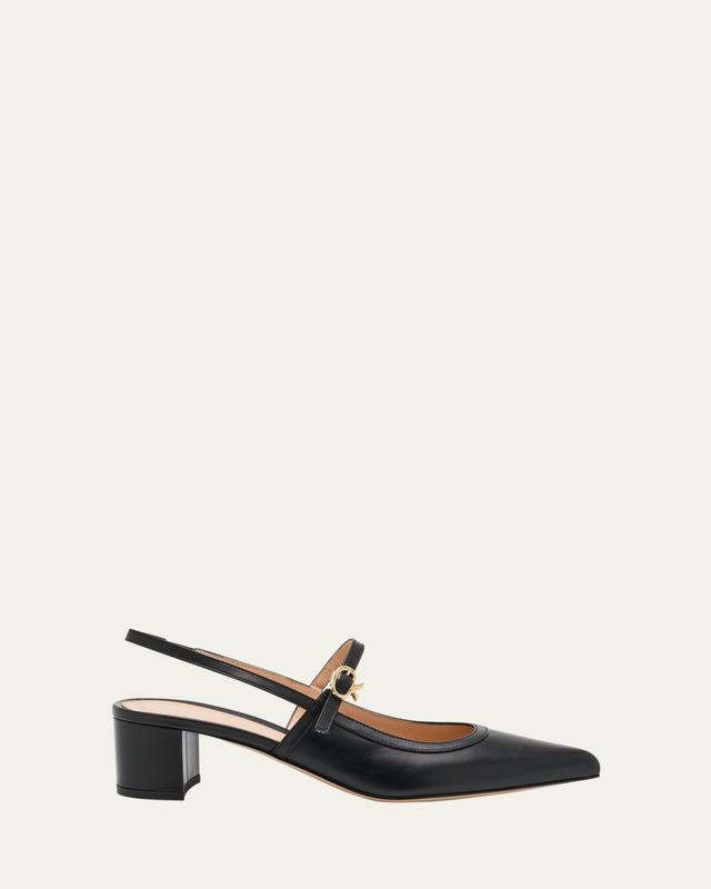 Calfskin Mary Jane Slingback Pumps