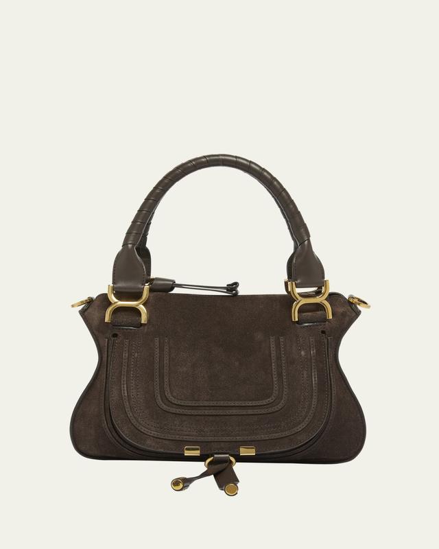 Marcie Double Carry Satchel in Calfskin Suede