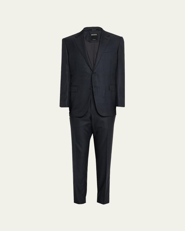Men's Wool Woven Plaid Two-Piece Suit