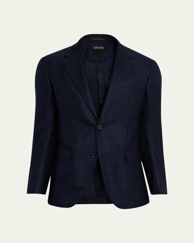 Men's Cashmere and Silk Tonal Check Sport Coat