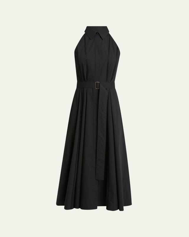 Dorothy Belted Ladder Stitch Poplin Midi Dress