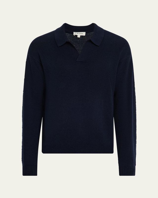 Men's Knit Wool and Cashmere Johnny Collar Sweater